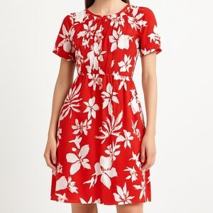 💙 Ara & Viv Soft Flowy Floral Tropical Midi Pockets Summer Dress 100% Rayon Siz